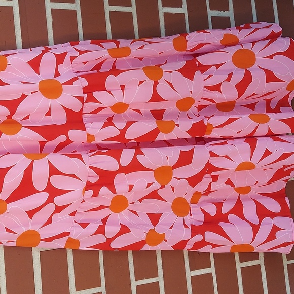 BTFBM floral smocked tiered maxi Dress One Shoulder Sz M Beach Cruise Easter - Picture 4 of 6